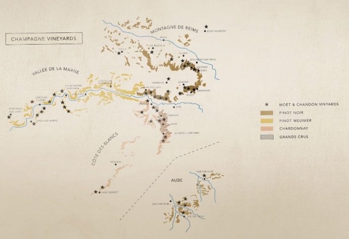 Карта виноградников Moet & Chandon